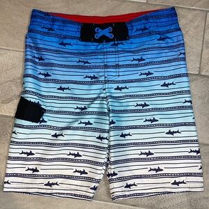 Cat & Jack Shark Ombré Swim Trunks, Boys Size L